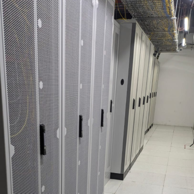Row of server racks in the L7 Group data center